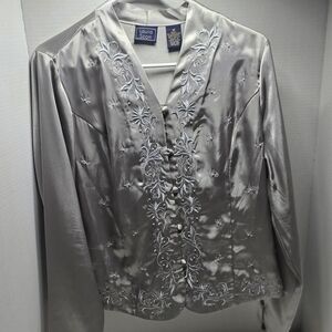 Laura Scott Silver Embroidered Blazer